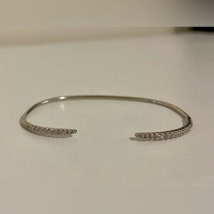 Elegant Silver-Toned Cuff Bracelet with Gems